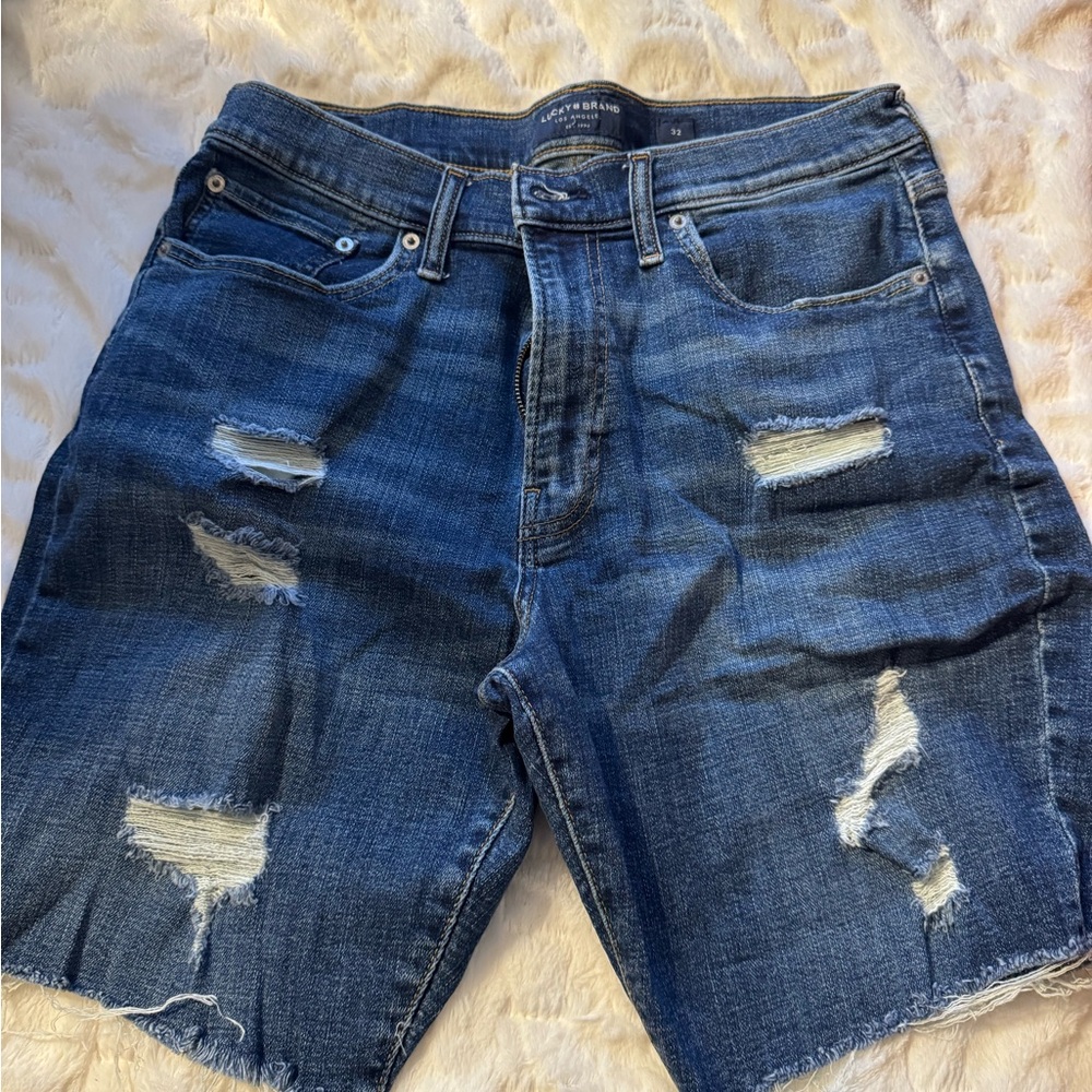 Distressed Denim Shorts